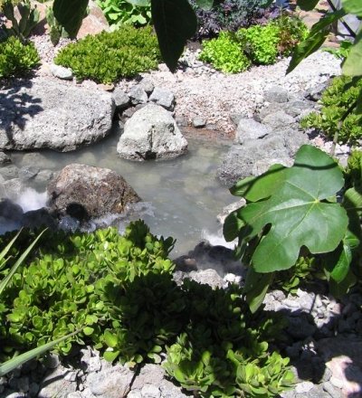 Рокарий и горный ручей. Садовая выставка Челси 2007, сад компании Брэндстоун